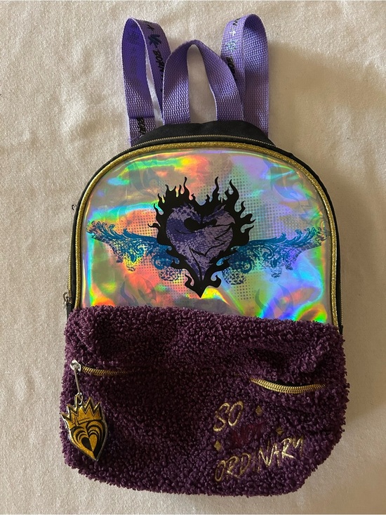 Disney Other - Disney Descendants 3 ‘SO NOT ORDINARY’ Purple Mini Backpack Holographic Top